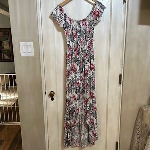 Tropical Floral Off-Shoulder Romper Maxi